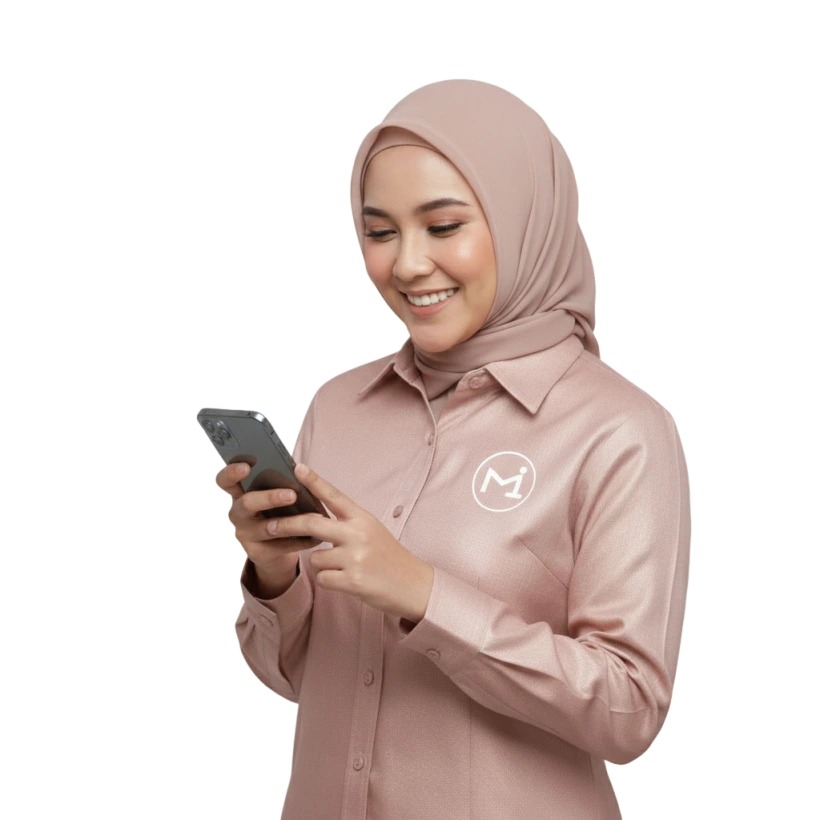 Wanita bahagia melihat undangan digital